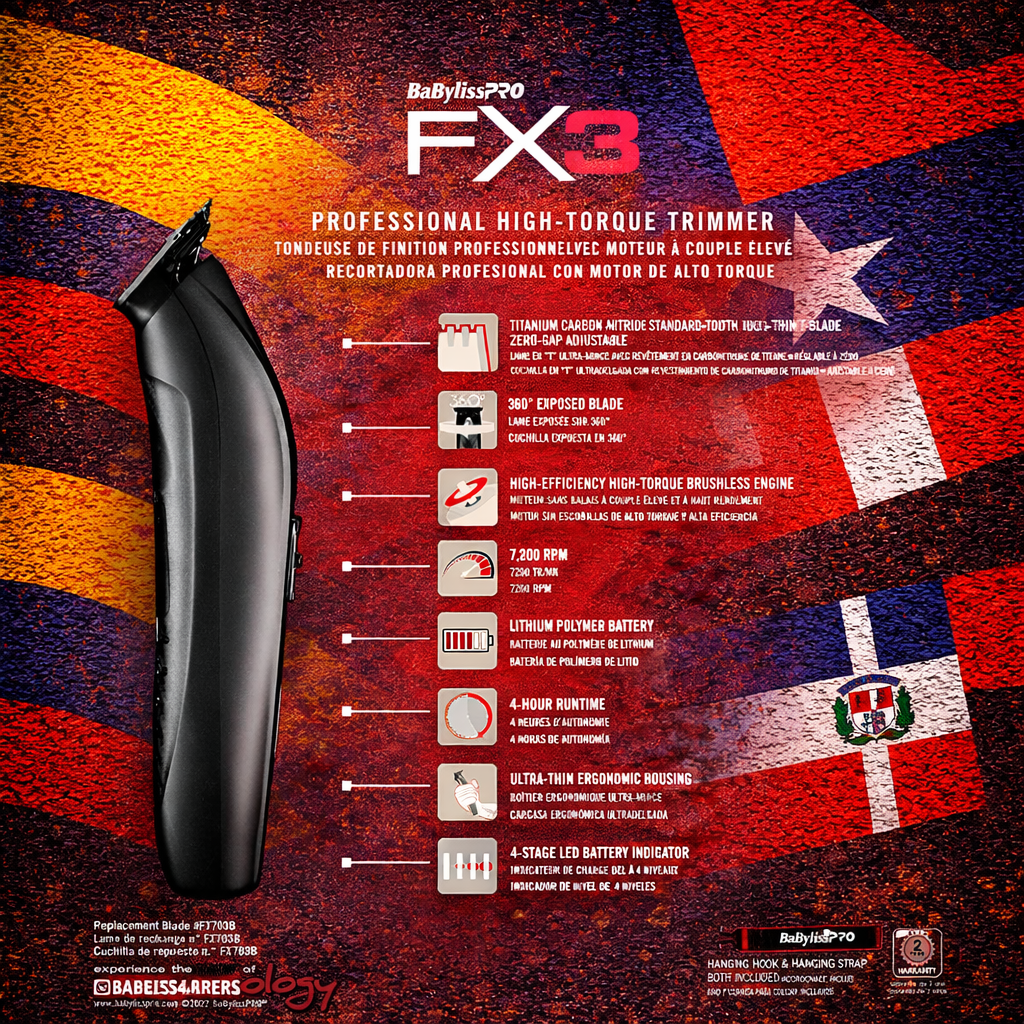 BaBylissPRO FX3 Black High Torque Cordless Trimmer