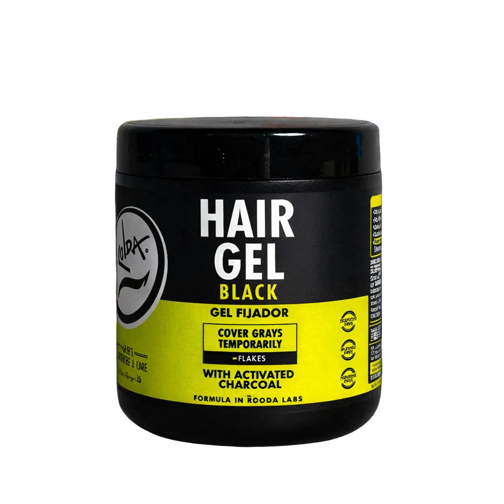 Rolda Black Styling Gel | Gray Coverage, Medium-Strong Hold, Medium Shine, Wet Look, Alcohol-Free, No Flaking