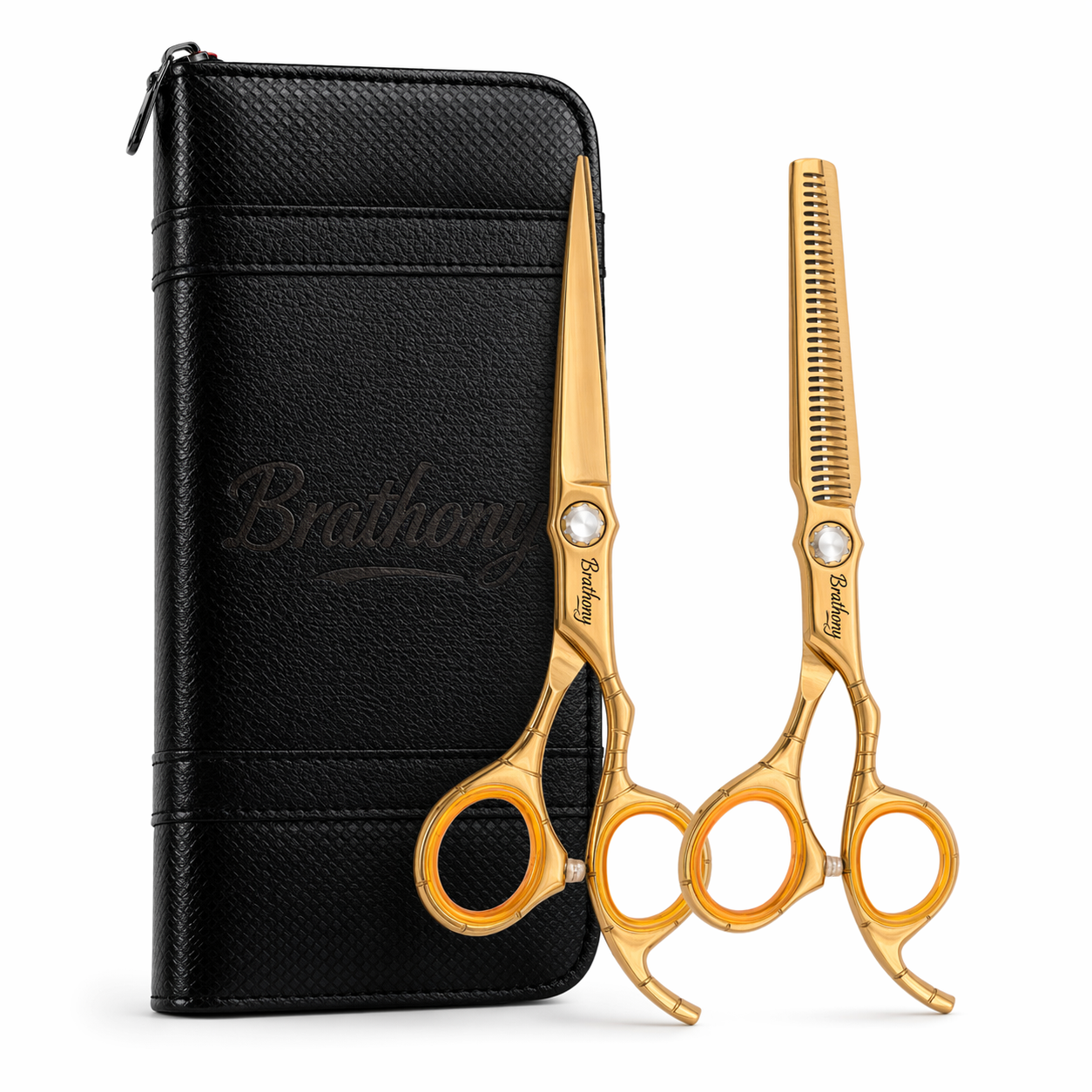 Professional Barber Scissors Set 7.5” Japanese Steel Hair Cutting Thinning Gold