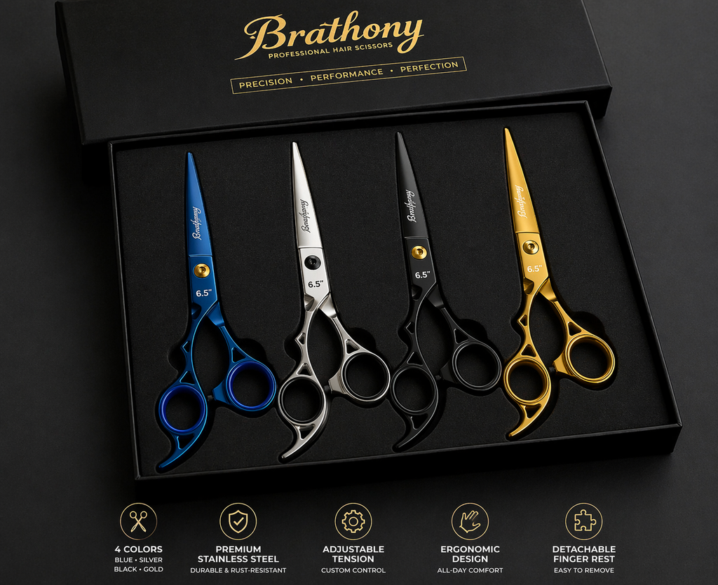 Left Handed Barber Scissors 6.5”Professional Shears Adjustable Tension Ergonomic