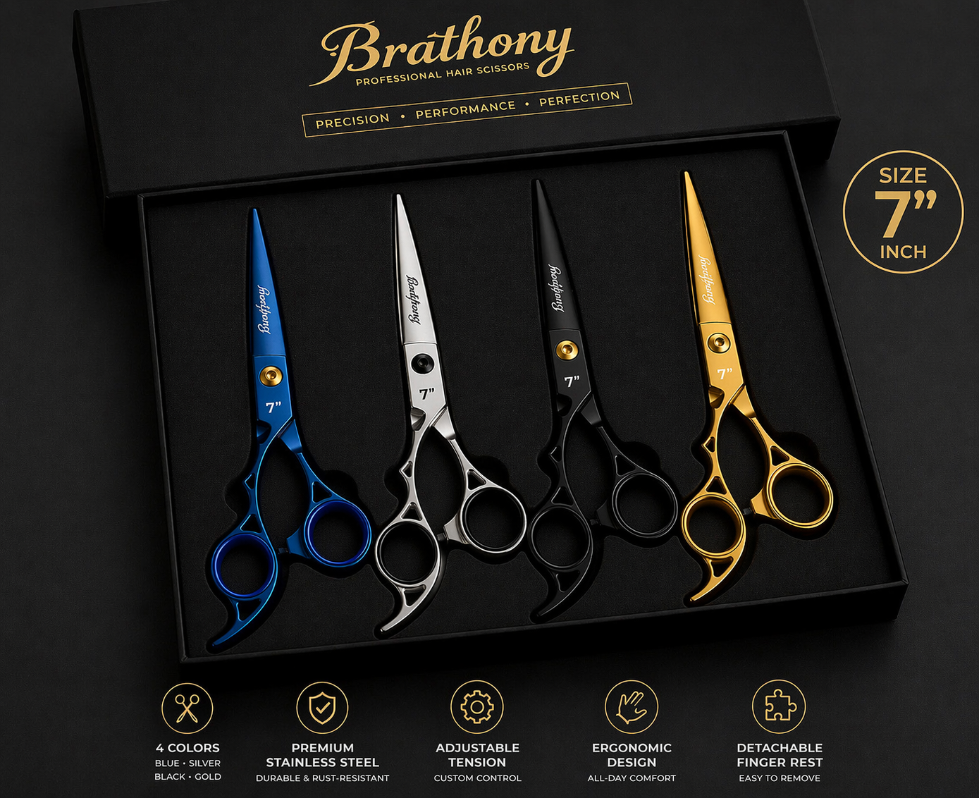 7” Left Handed Barber Scissors Japanese Steel Hair Cutting Shears Pro