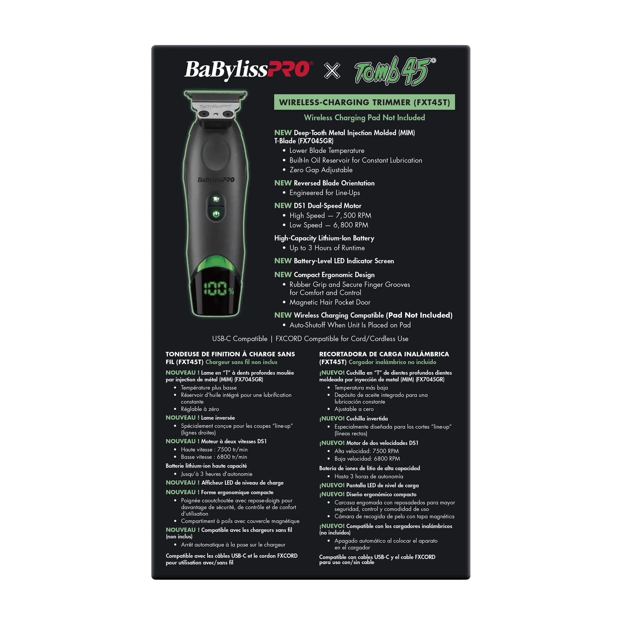 BaBylissPRO x Tomb45 Wireless Charging Trimmer -FXT45T
